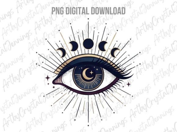 Download Celestial Mystic Eye Moon Phases PNG - Premium Resources