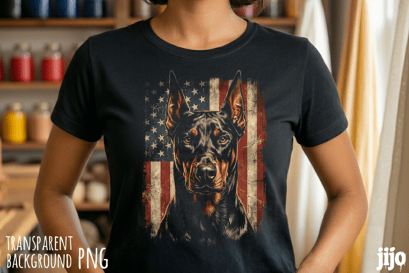 Download Dog Patriotic Flag Doberman PNG - Doberman Collection