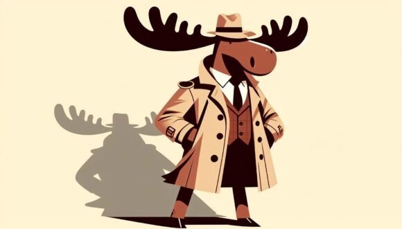 Download Stylish Moose in a Trench Coat Retro Pos - Premium Resources