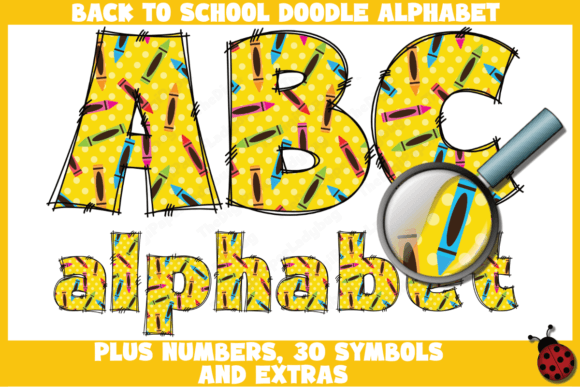 Download Back to School Crayons Doodle Alphabet - Doodle Collection