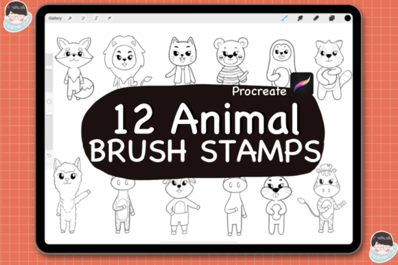 Download 12 Animal Procreate Brush Stamps,Doodle - Doodle Collection