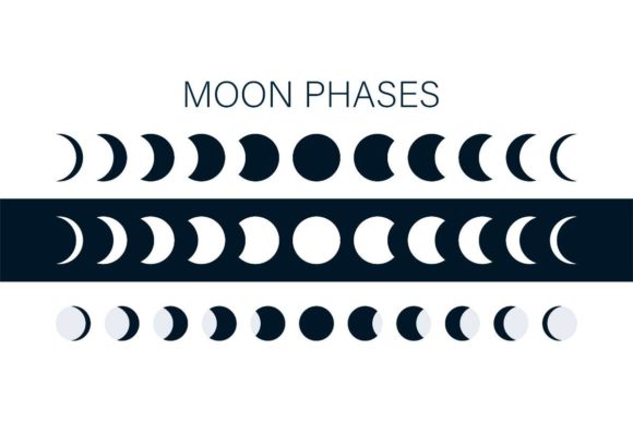 Download Moon Phases Astronomy Icon Set. Vector - Premium Resources
