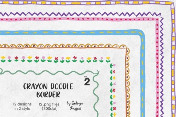 Download 12 Crayon Doodle Border, Decorative Page - Doodle Collection
