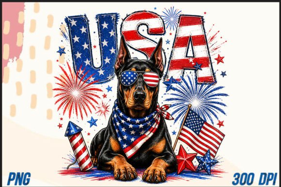 Download Doberman 4th July PNG, Fourth of July Pn - Doberman Collection