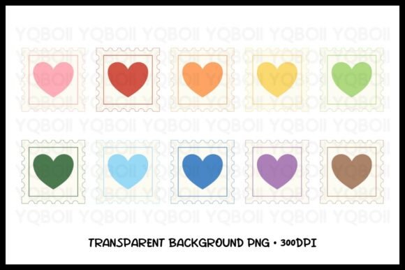 Download Heart Stamp 10 Colors Clipart - Heart stamp Collection