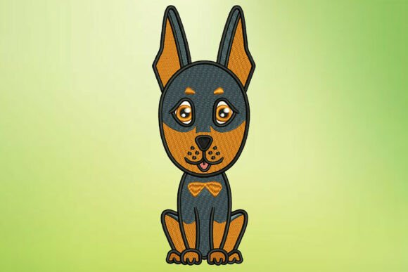 Download Cute Doberman Puppy Embroidery - Doberman Collection