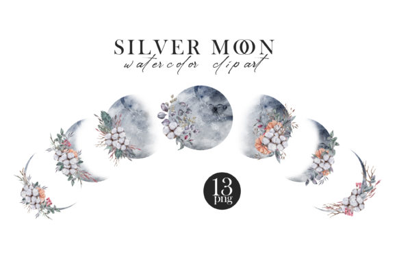 Download Watercolor Moon Phases Clipart - Premium Bundle