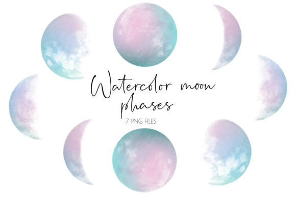Download Watercolor Moon Phases,Moon Phases Clip - Premium Bundle